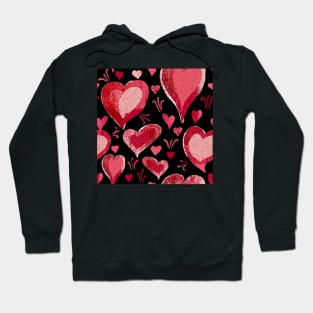 Red Black Heart Pattern Hoodie